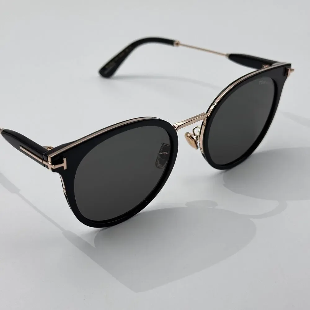Tom Ford Sunglasses TF1244-K 01A Womens Black Round Frame Gray Lens 54-22-145